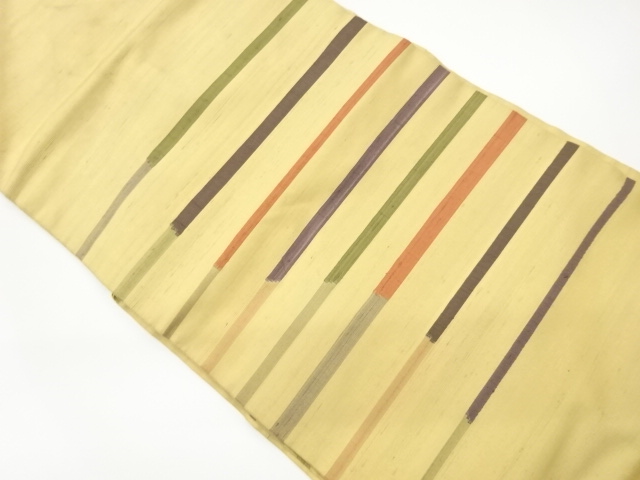 JAPANESE KIMONO / TSUMUGI HORIZONTAL STRIPE PATTERN WEAVING NAGOYA OBI